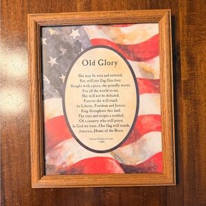 Home Interiors "Old Glory" Poem Allison Coxsey 2001 Framed Print 11x9 Vintage